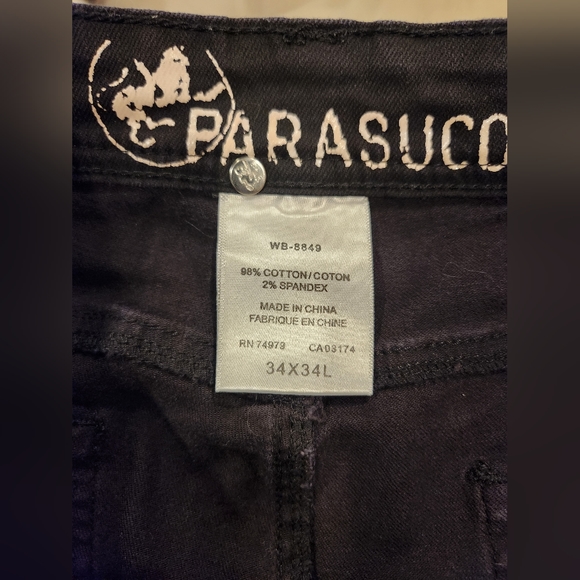 Parasuco Black Jeans Waist 34" Length 34" - Picture 6 of 6